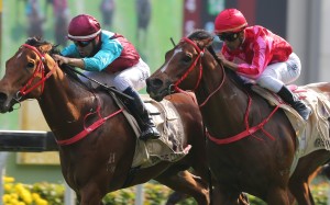 Beat The Clock (inside) holds off Mr Stunning in the Group One Centenary Sprint Cup at Sha Tin on Sunday. Photos: Kenneth Chan