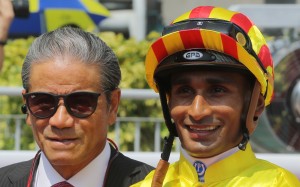 Karis Teetan with trainer Tony Cruz after Circuit Number Two’s win earlier this season. Photos: Kenneth Chan