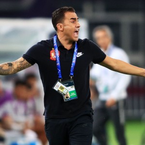 Fabio Cannavaro during the AFC Champions League round of 16 match between Tianjin Quanjian and Guangzhou Evergrande. Photos: AFP