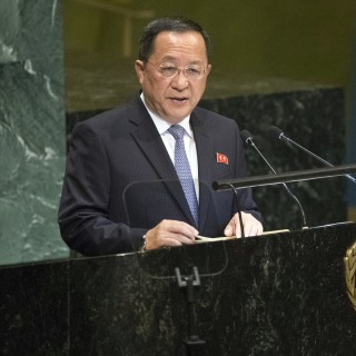 North Korean Foreign Minister Ri Yong Ho addresses the 73rd session of the United Nations General Assembly, Saturday, September 29, 2018 at UN headquarters. (AP Photo/Mary Altaffer)