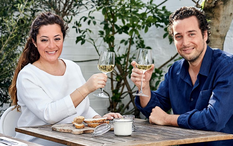 Christina Mouratoglou and Adrien Carré, authors of cookbook Mazi: Modern Greek Food.