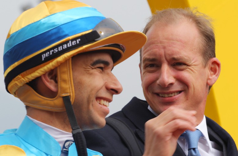 Race 3, Richard Gibson with Joao Moreira, won the class 4 over 1400m at Sha Tin on 01Feb15.