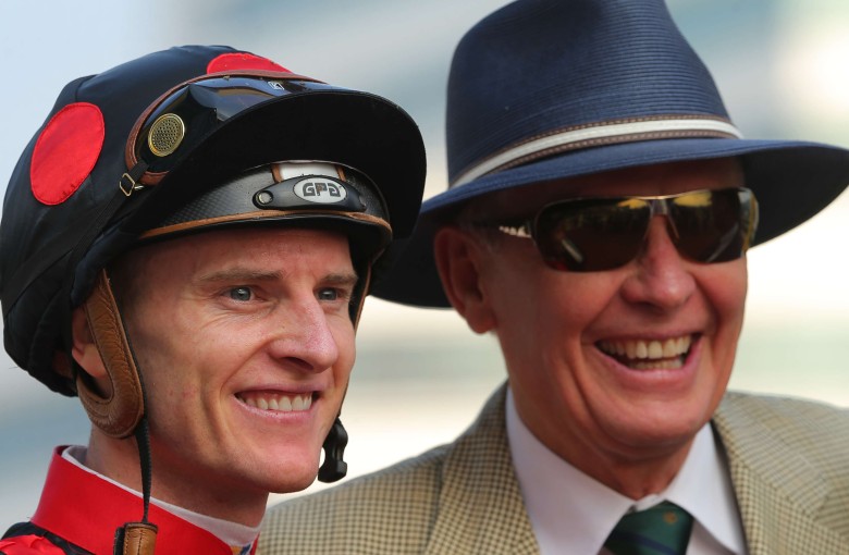 Zac Purton and trainer John Moore. Photos: Kenneth Chan