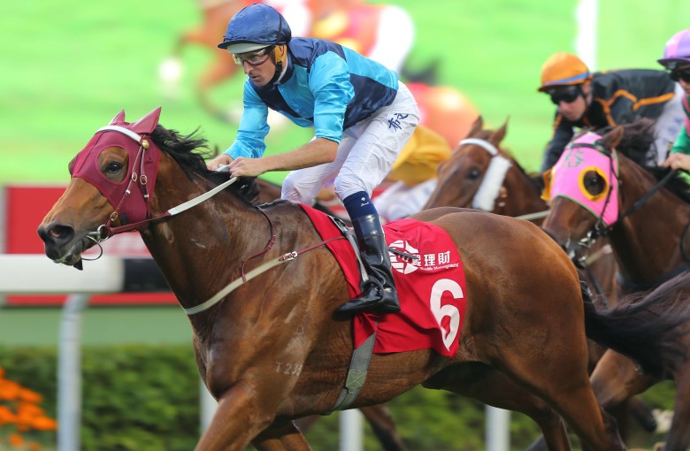 Not Listenin’tome, ridden by Hugh Bowman, booms home in the Jockey Club Sprint at Sha Tin in November. Photos: Kenneth Chan