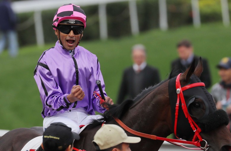 Karis Teetan celebrates What Else But You’s victory at Sha Tin on Sunday. Photos: Kenneth Chan