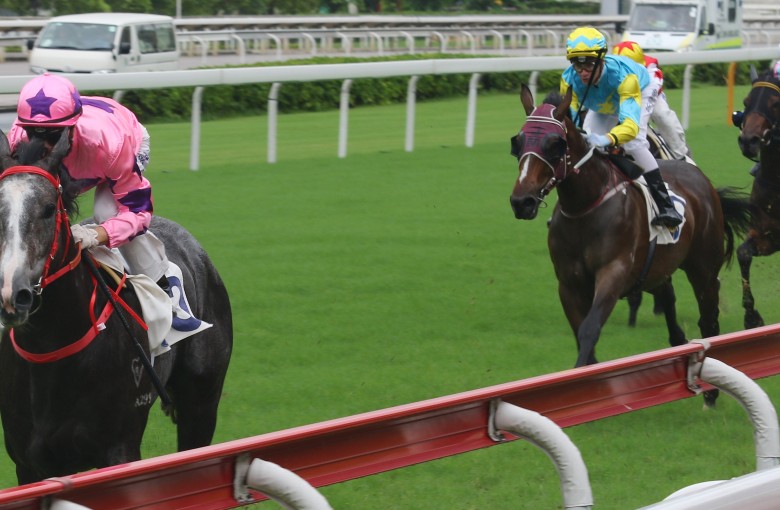 Zac Purton and Hot King Prawn decimate their rivals in the opening race at Sha Tin on Sunday. Photos: Kenneth Chan