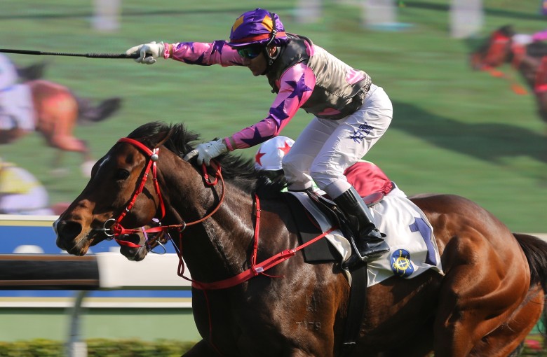 Brett Prebble salutes as Amazing Kids prevails at Sha Tin on Sunday. Photos: Kenneth Chan