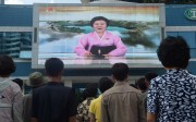 People in Pyongyang watch a public announcement on a video screen saying North Korea had successfully tested a hydrogen bomb. The blast on Sunday was the country’s most powerful to date. Photo: AFP People in Pyongyang watch a public announcement on a video screen saying North Korea had successfully tested a hydrogen bomb. The blast on Sunday was the country’s most powerful to date. Photo: AFP