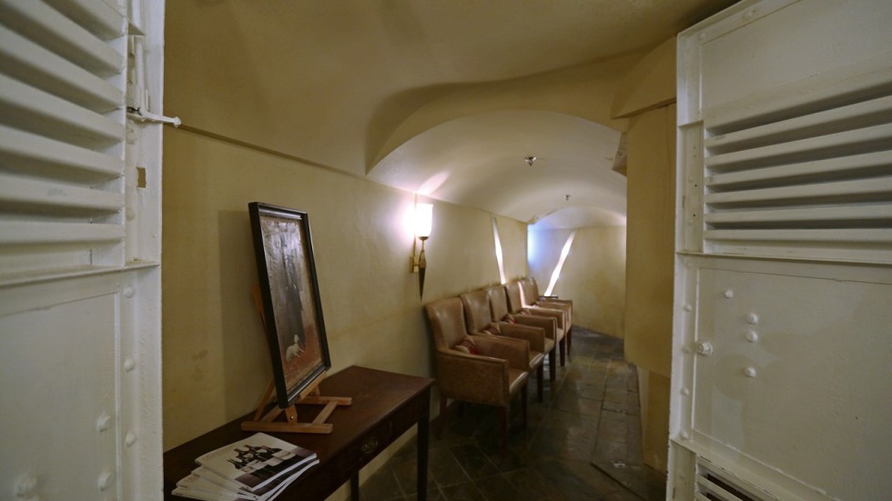 Only in Hong Kong underground wine cellar with a machine gun