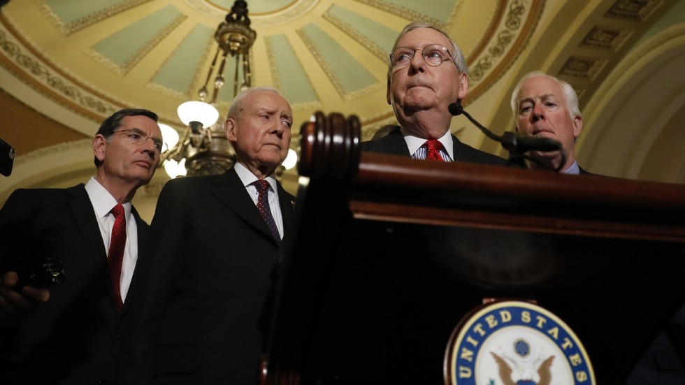 Image result for photo of republican senators working on tax cuts bill