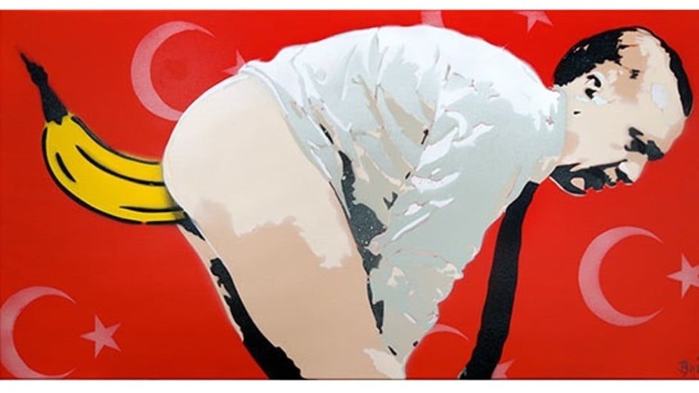 flag email meaning Erdogan banana a of up Painting Turkeyâs with President