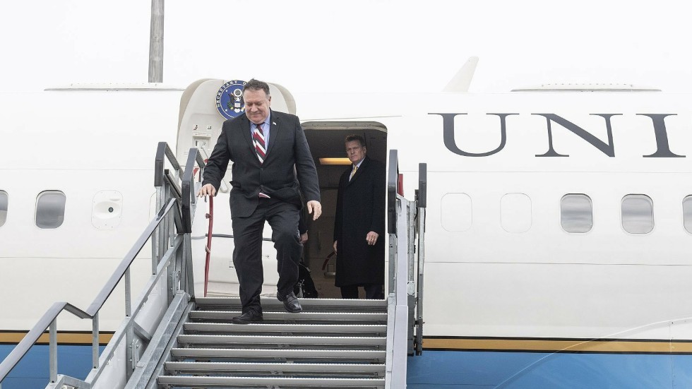 US Secretary of State Mike Pompeo arrives at Liszt Ferenc International Airport in Budapest, Hungary on February 11, 2019. Photo: AP