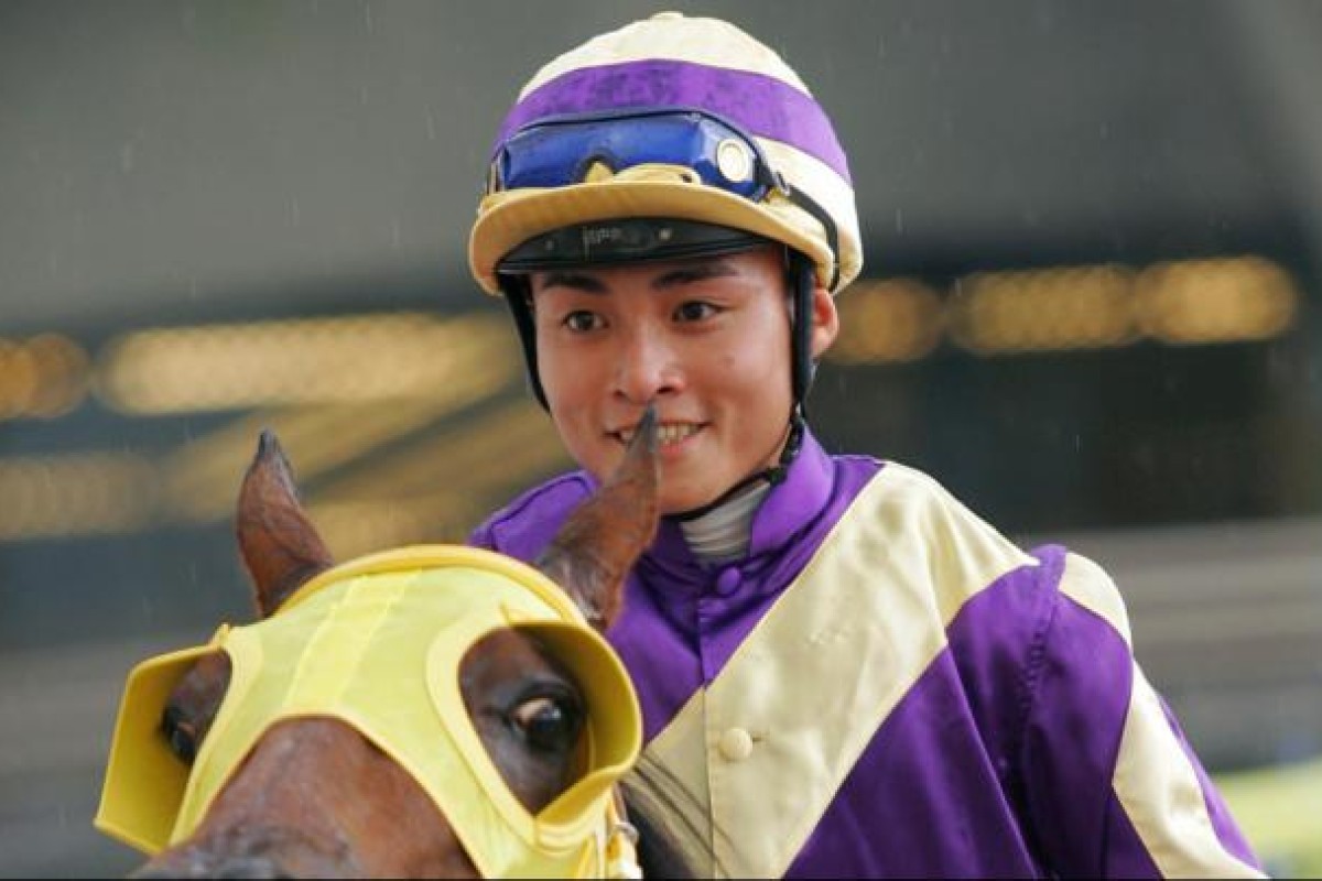 Keith Yeung celebrates on the Almond Lee-trained Linked Win.