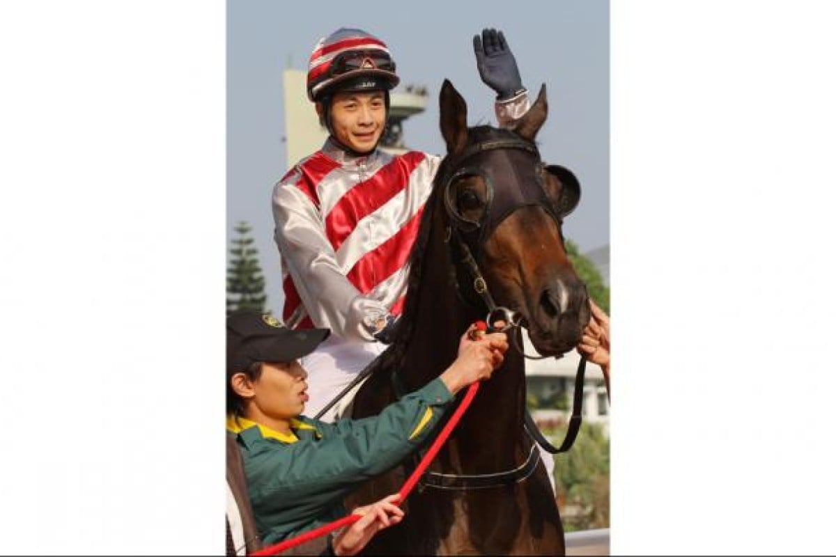 Derek Leung is all smiles after his brilliant ride on Jade Pins.