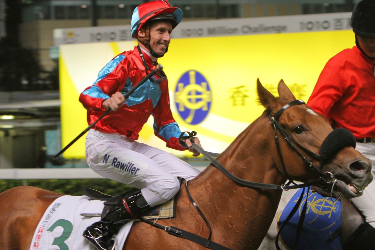 Nash Rawiller won a race at the Cathay Pacific International Jockey's Championship in 2010. Photos: Kenneth Chan