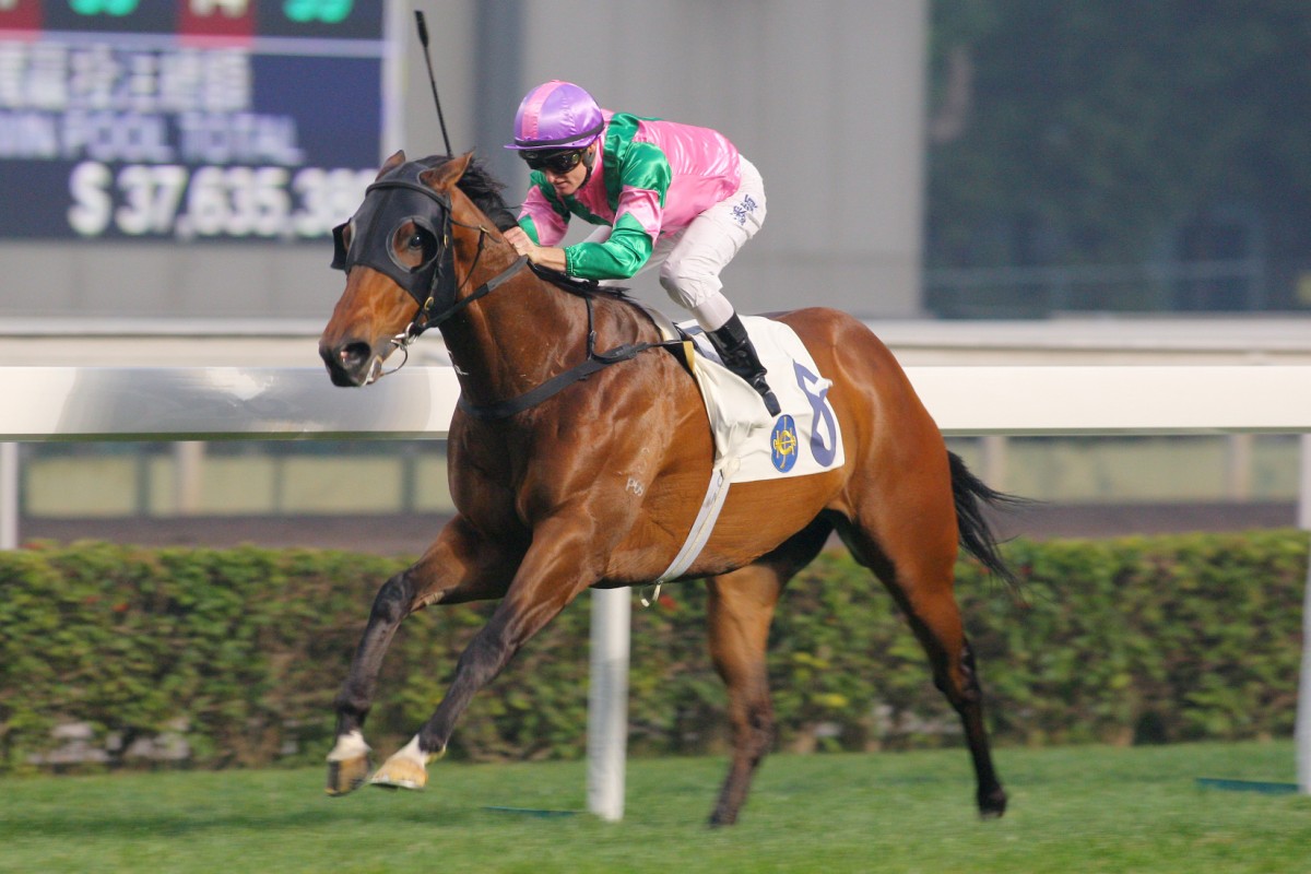 Zac Purton scores aboard Universal Union in the third event for the champion jockey's only win of the day. Photo: Kenneth Chan