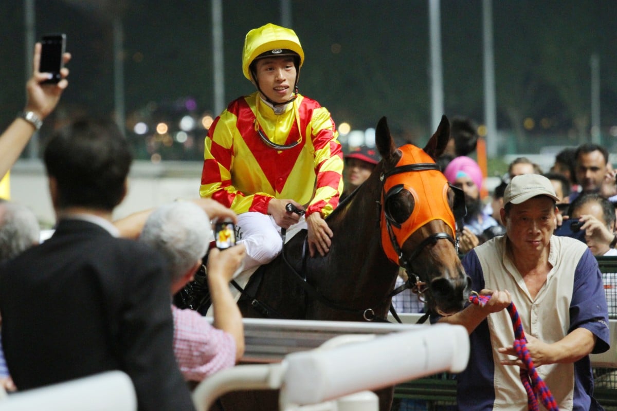 Vincent Ho Chak-yiu earns his 13th win of the season aboard Namjong Blossoms in race two, but he received a three-day ban for careless riding in the last race. Photo: Kenneth Chan