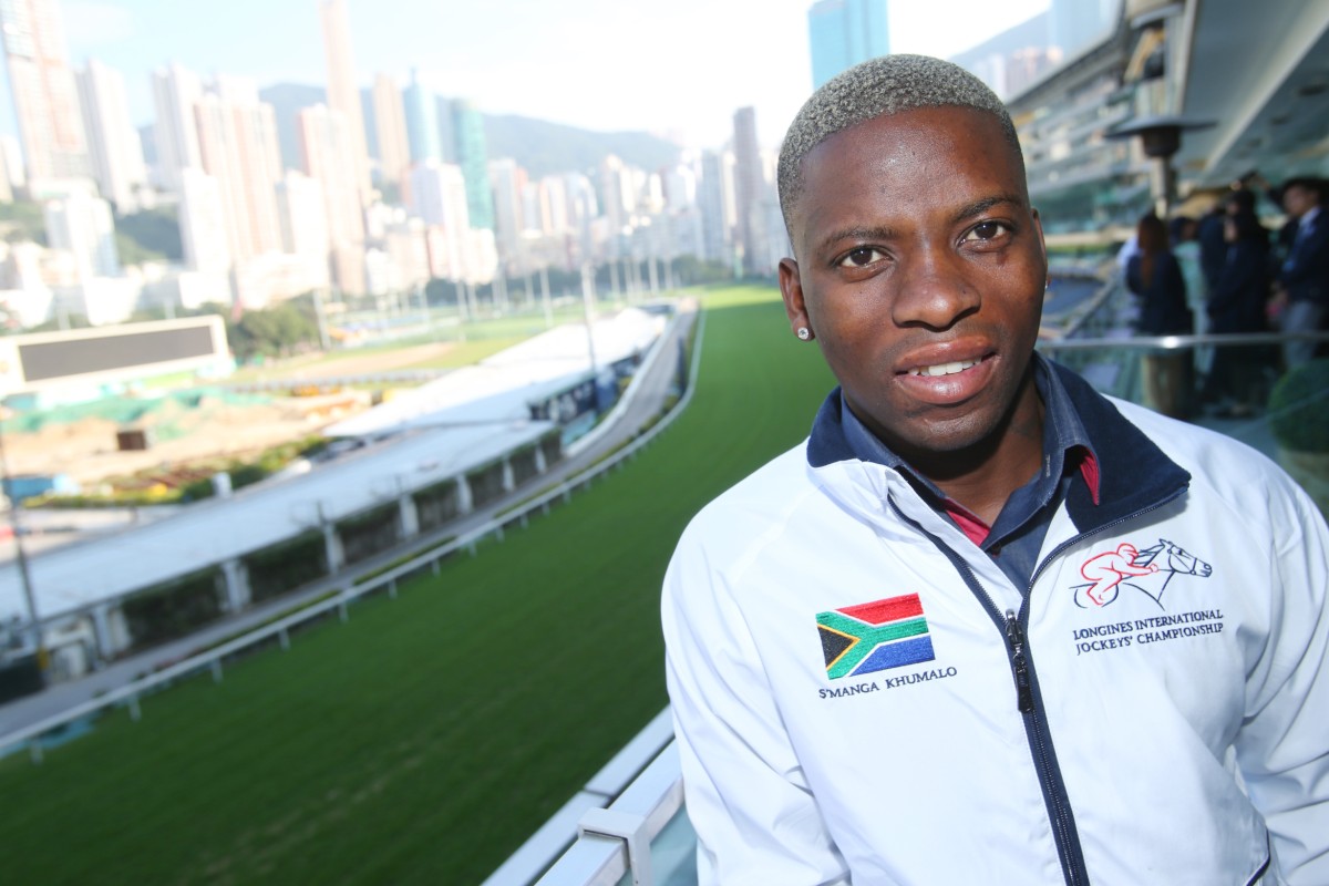 S'Manga Khumalo got his first look at Happy Valley on Tuesday ahead of the International Jockeys' Championship. Photo: Kenneth Chan