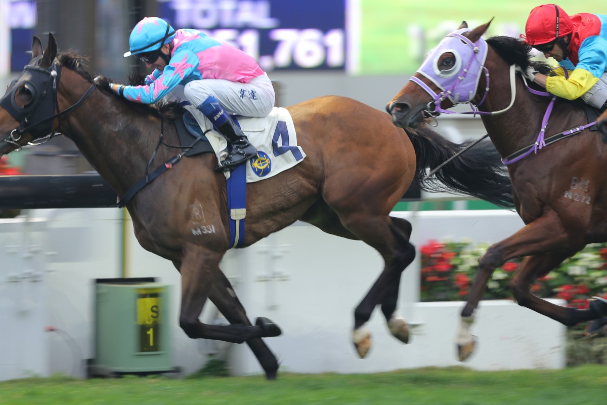Douglas Whyte gets right down to business by winning the first aboard Follow The Wind. Photos: Kenneth Chan