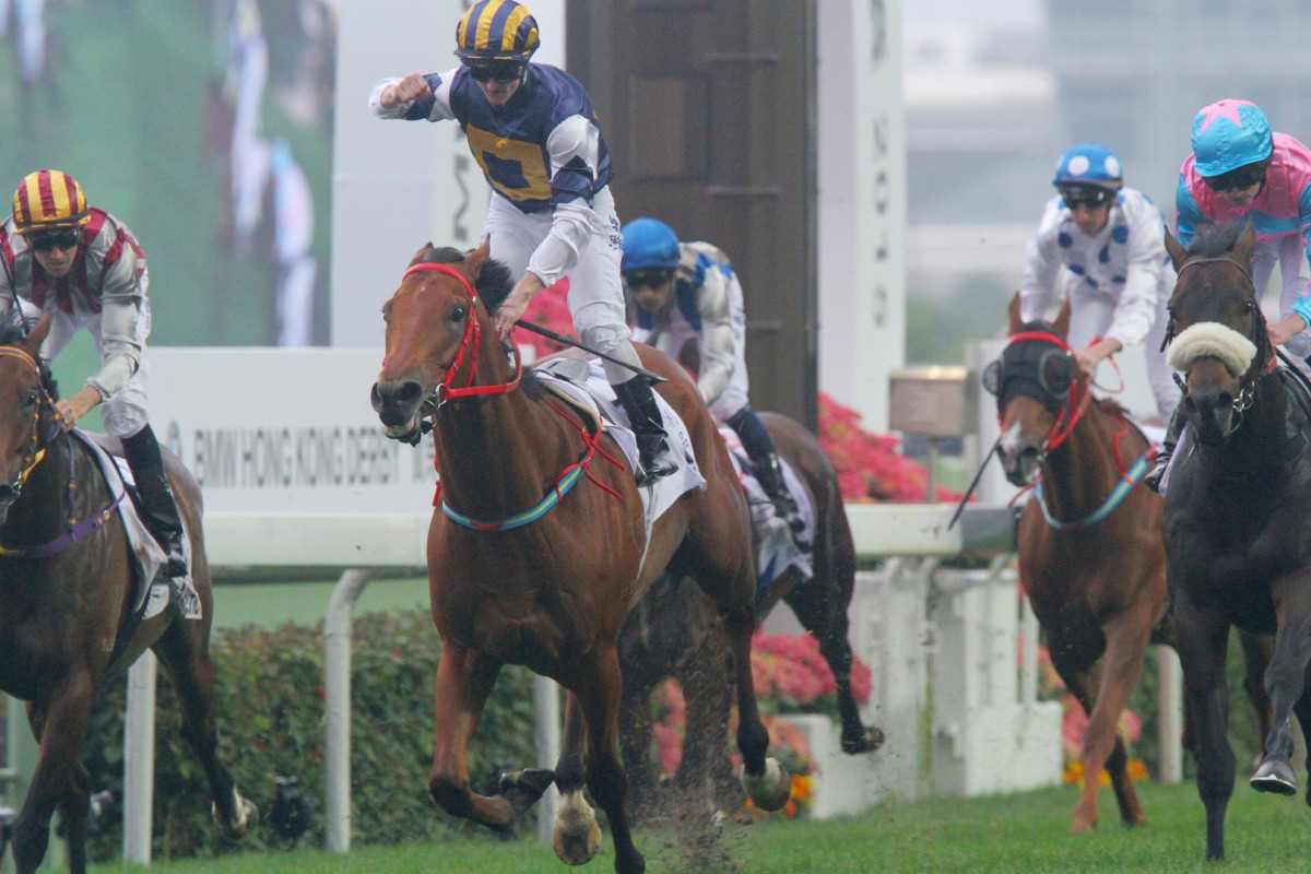 In a classy effort, Luger, ridden by Zac Purton, triumphs in the BMW Hong Kong Derby at Sha Tin. Photos: Kenneth Chan