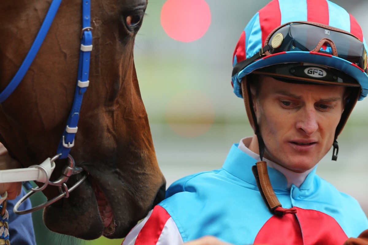 Zac Purton returned to action with a double, including a win on Caspar Fownes-trained Popping Candy. Photo: Kenneth Chan