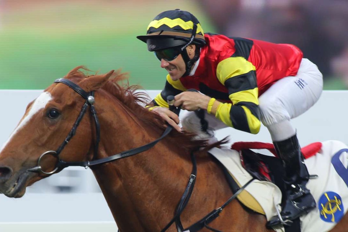 Brett Prebble couldn’t hide his smile after Lucky Bubbles thrashed his rivals on Sunday. Photo: Kenneth Chan
