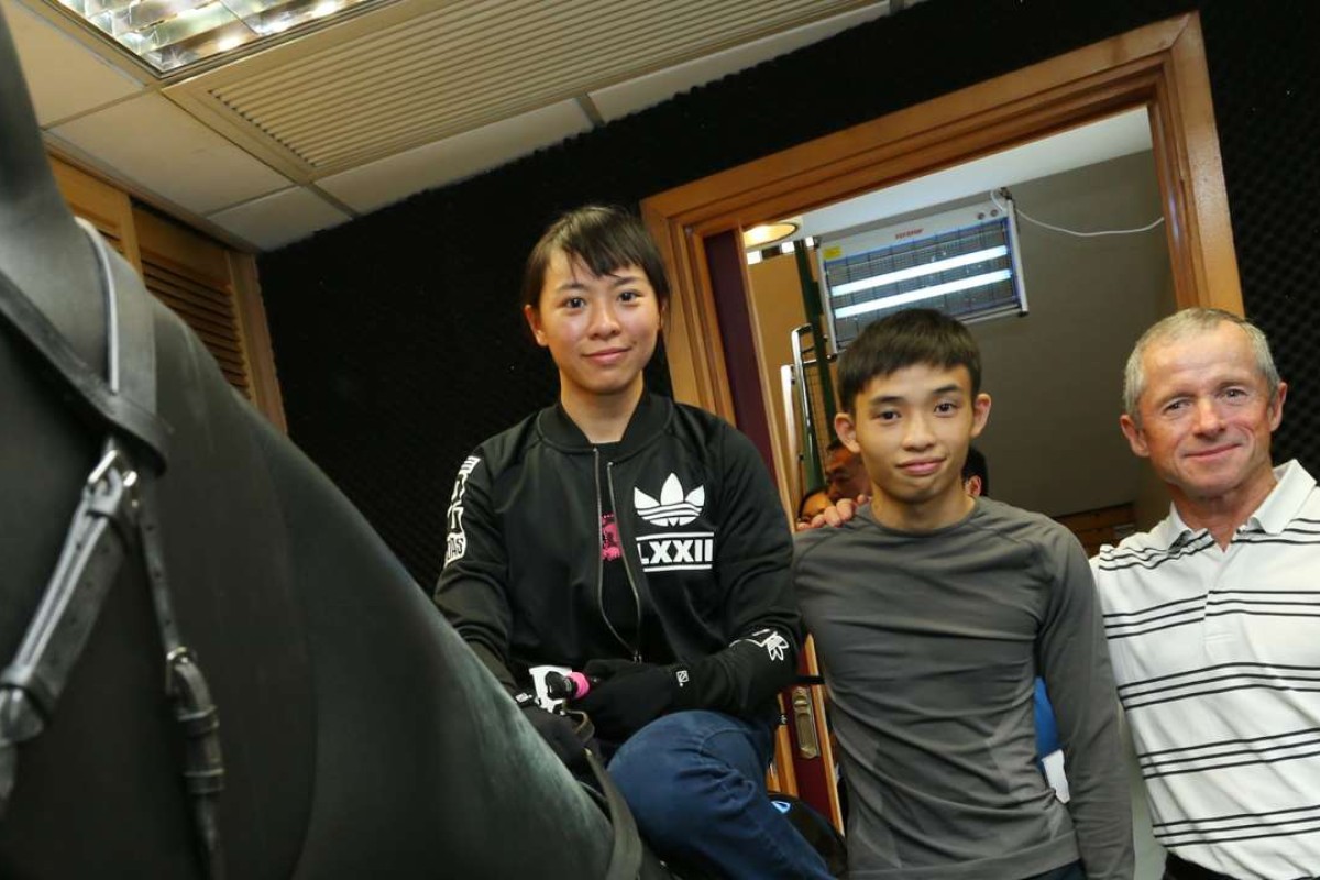 Felix Coetzee, pictured with Kei Chiong and Jack Wong last season, has joined the Hong Kong Jockey Club as chief riding instructor for the Apprentice Jockeys’ School. Photos: Kenneth Chan