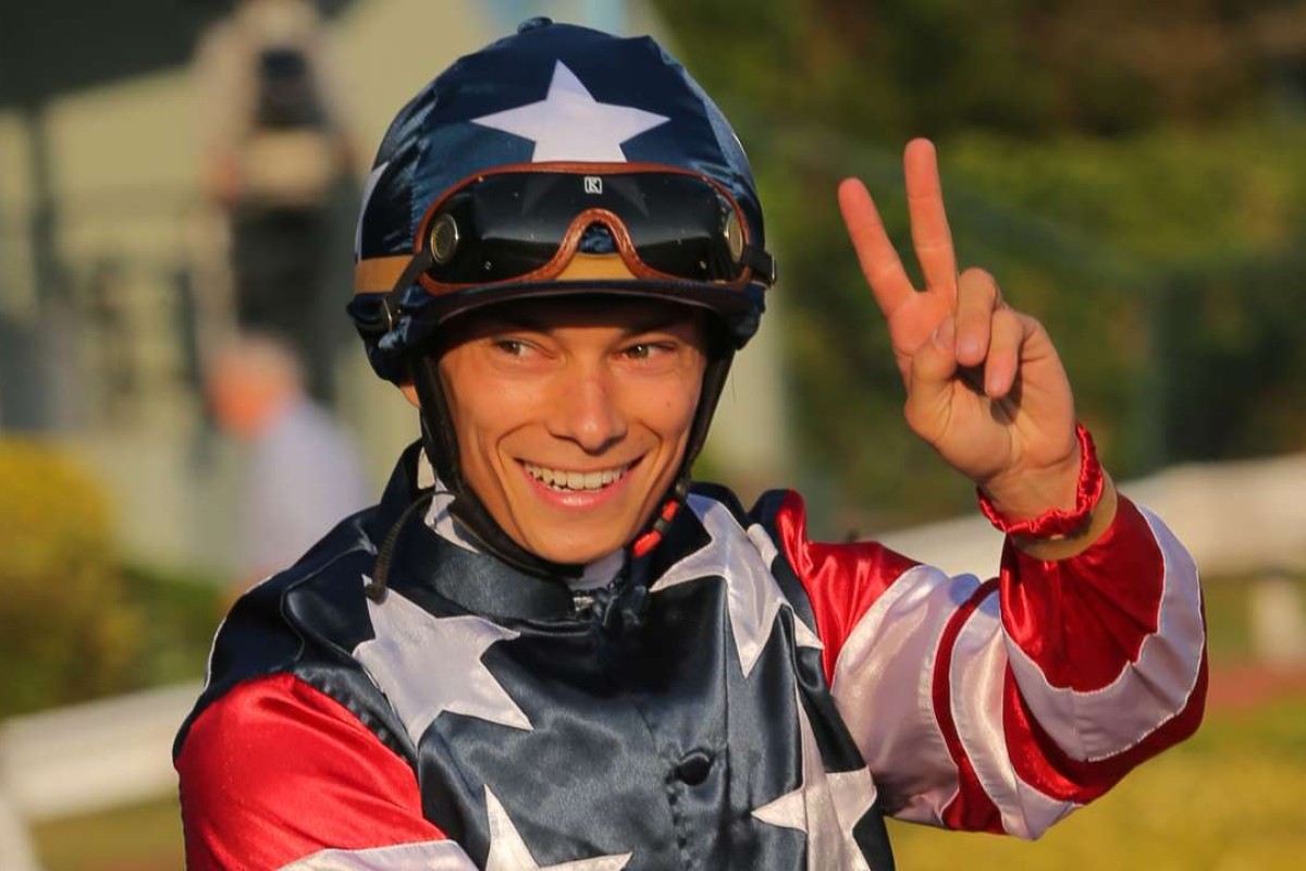 Alexis Badel is all smiles after a double at Sha Tin on Sunday. Photos: Kenneth Chan