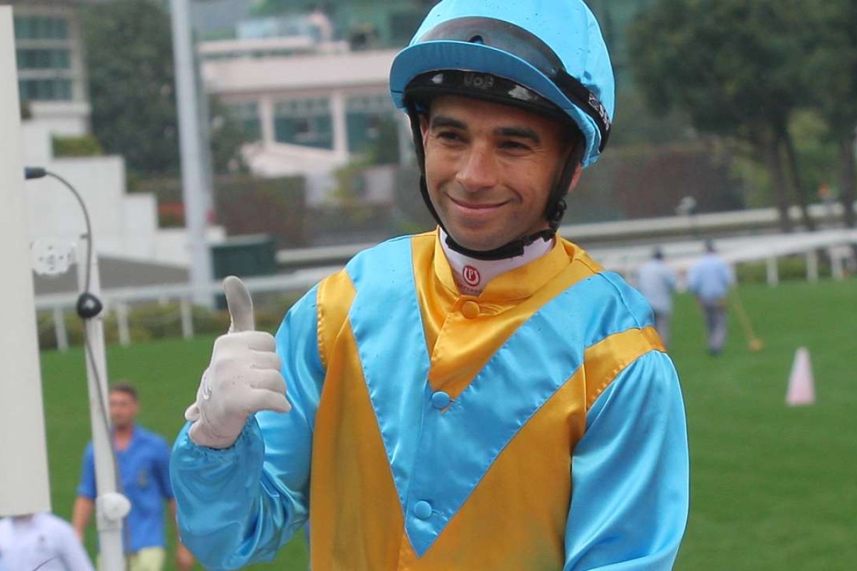 Joao Moreira gives the thumbs up after winning the opening race of the Lunar New Year. Photos: Kenneth Chan