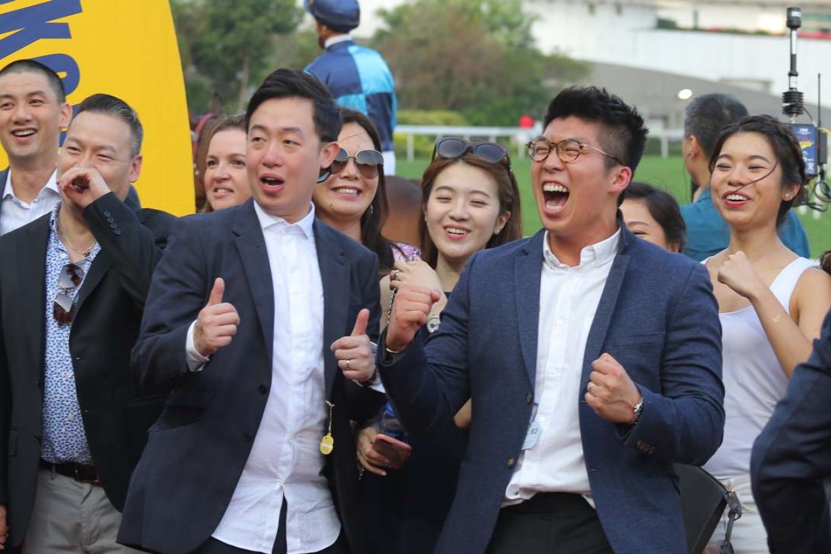 Friends of the owner of Sunny Way celebrate the win at Sha Tin on Monday. Photos: Kenneth Chan