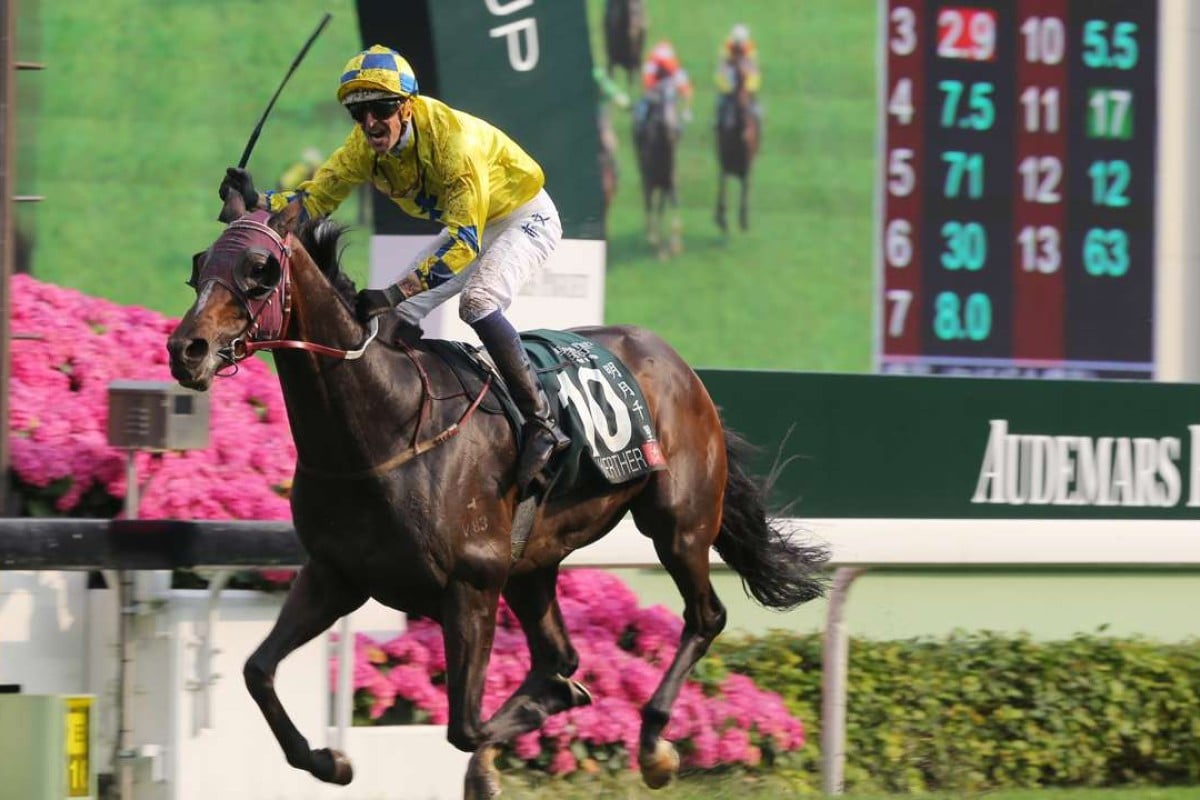 Hugh Bowman salutes as Werther wins the 2016 QE II Cup. Photos: Kenneth Chan