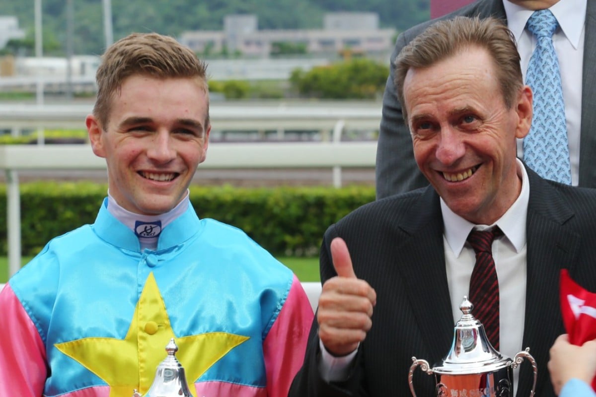 Sam Clipperton and John Size are all smiles after Arm Runda’s win. Photos: Kenneth Chan