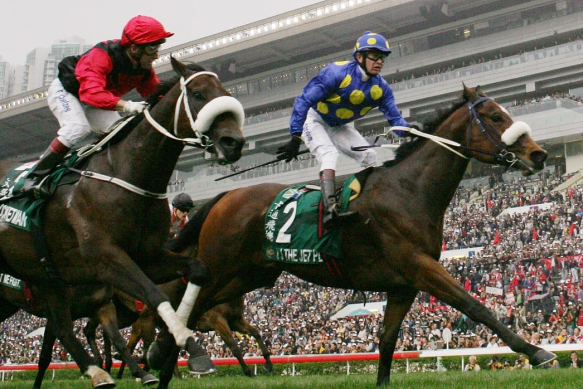 J J The Jet Plane (No 2) wins the Hong Kong Sprint in 2010, but his journey to Sha Tin was via quarantine at home in South Africa, then in Mauritius and Great Britain. Photos: Kenneth Chan