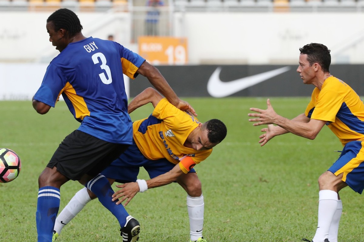 Joao Moreira tussles with a rival in the 2016 contest as fellow jockey Brett Prebble looks on. Photos: Edward Wong.