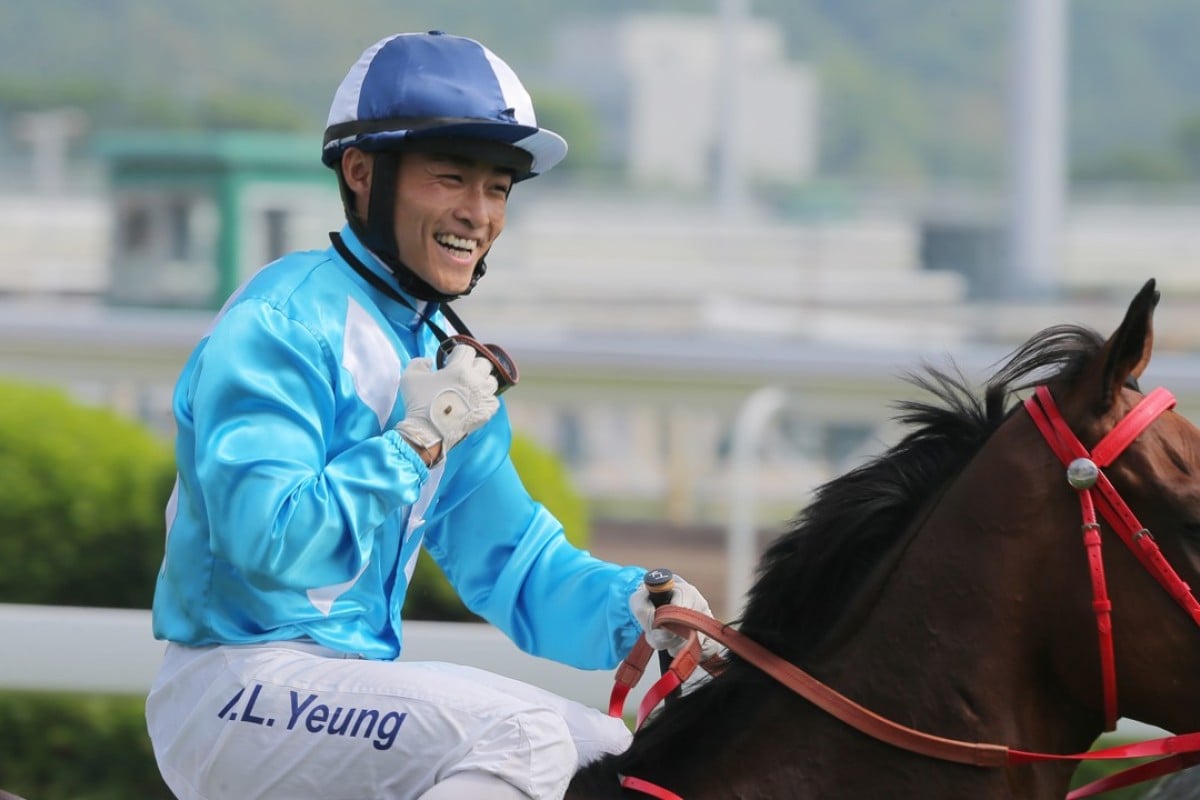 Keith Yeung is all smiles after winning with Winner St Paul’s on Sunday. Photos: Kenneth Chan