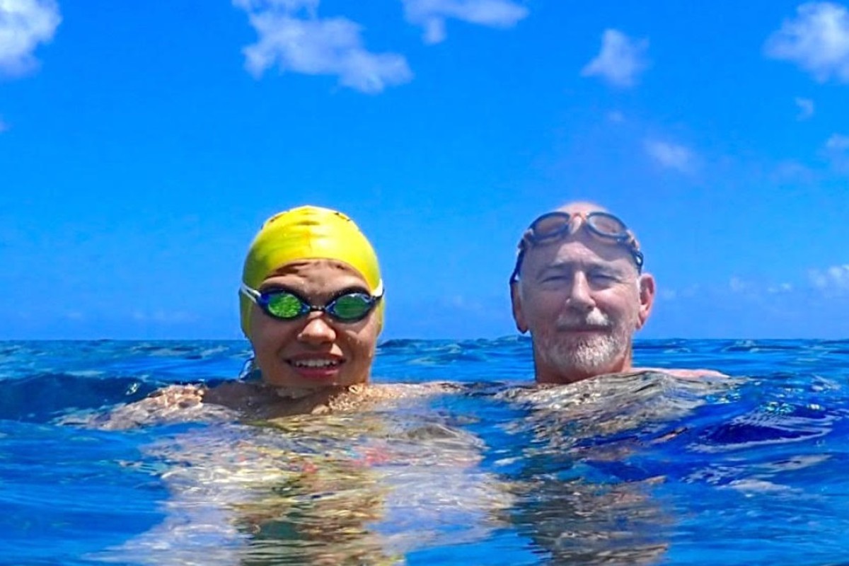 Bill and Kenneth Thorley – Ken coaches his son Bill in open water swimming but balances pushing his son and making sure he has fun. Photos: Handout
