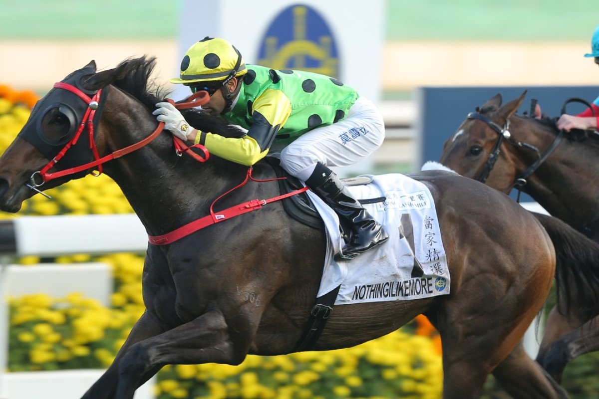Nothingilikemore wins the Classic Mile. Photos: Kenneth Chan