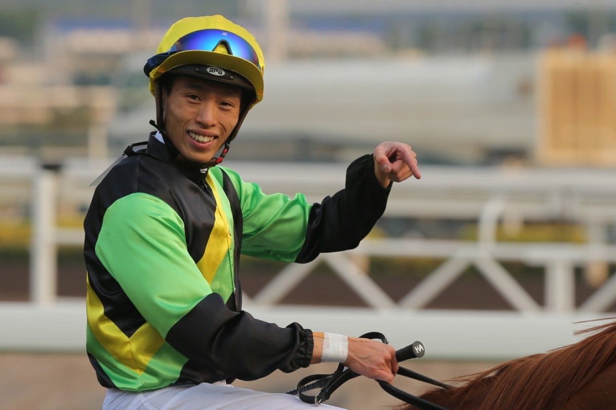 Vincent Ho points to Ugly Warrior after his win at Sha Tin on Saturday. Photos: Kenneth Chan