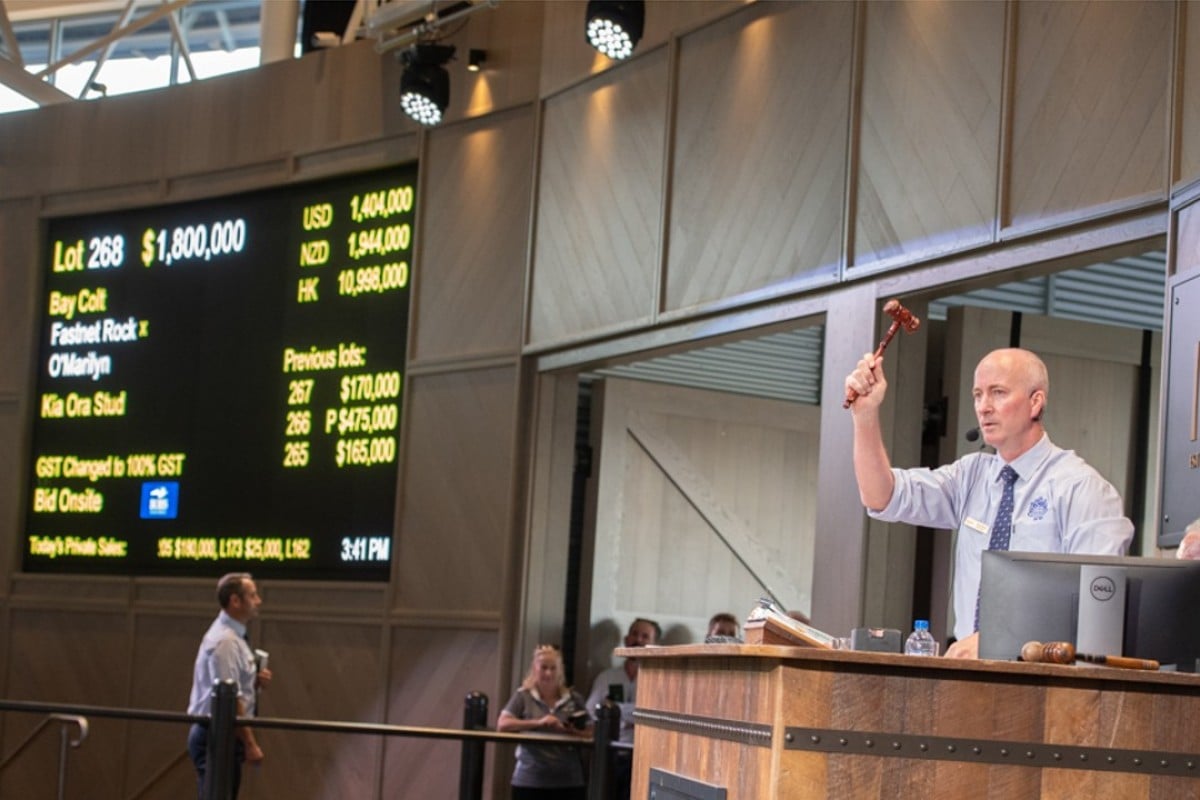 An Inglis auctioneer knocks down Lot 268 to George Moore Bloodstock for A$1.8 million. Photo: Handout.