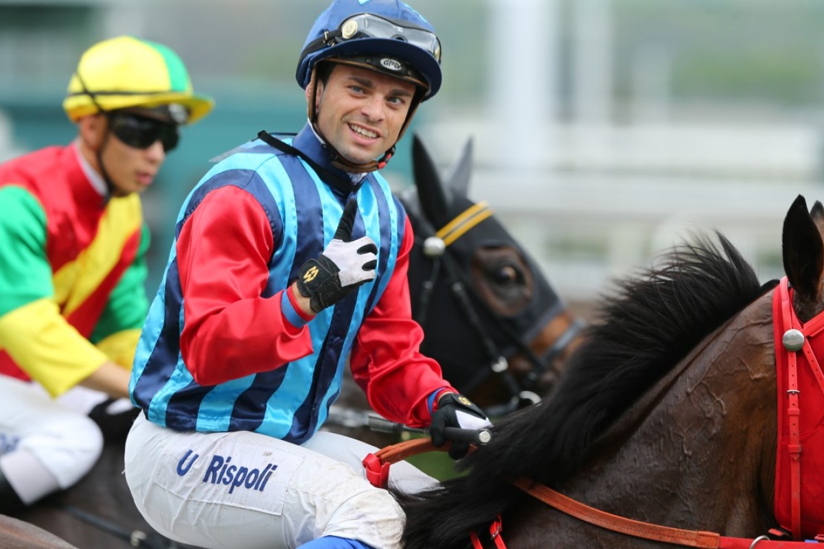 Umberto Rispoli returns to scale after winning aboard Namjong Invincible. Photo: Kenneth Chan