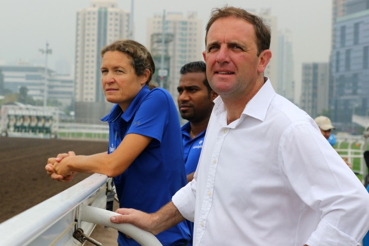 Trainer Charlie Appleby watches trackwork at Sha Tin. Photo: Kenneth Chan