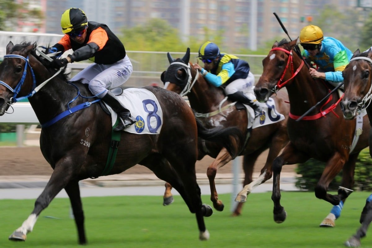 Apprentice jockey Victor Wong guides Pikachu over the line at Sha Tin on Sunday. Photos: Kenneth Chan