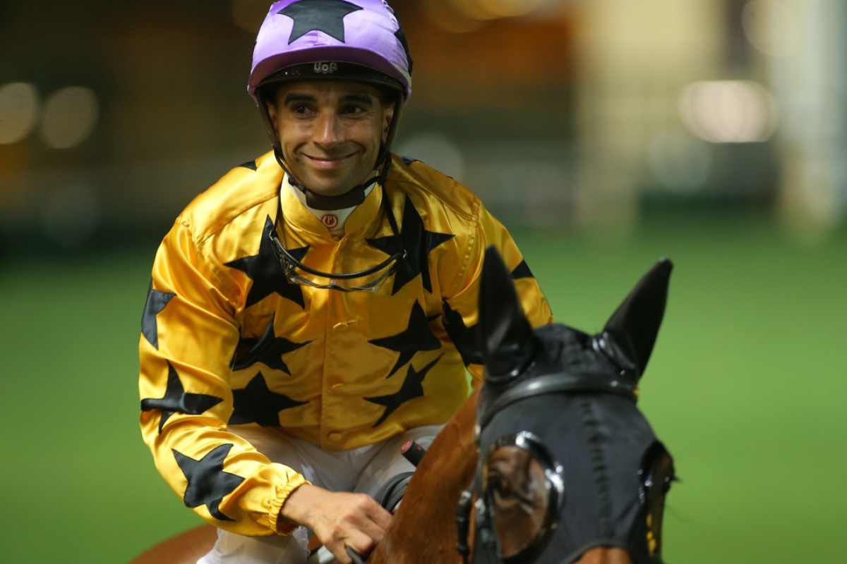 Joao Moreira returns after winning on Dragon Pioneer. Photos: Kenneth Chan.