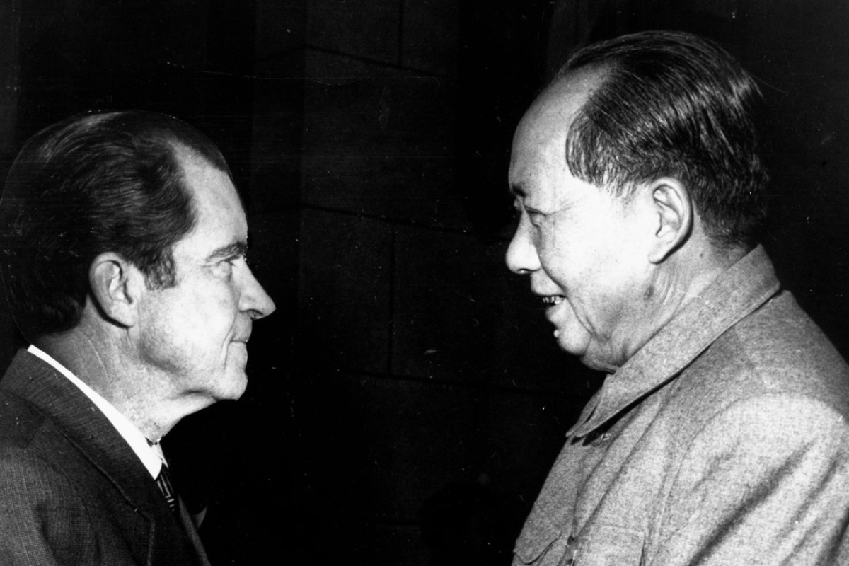Mao Zedong meets president Richard Nixon, in 1972. Picture: Alamy