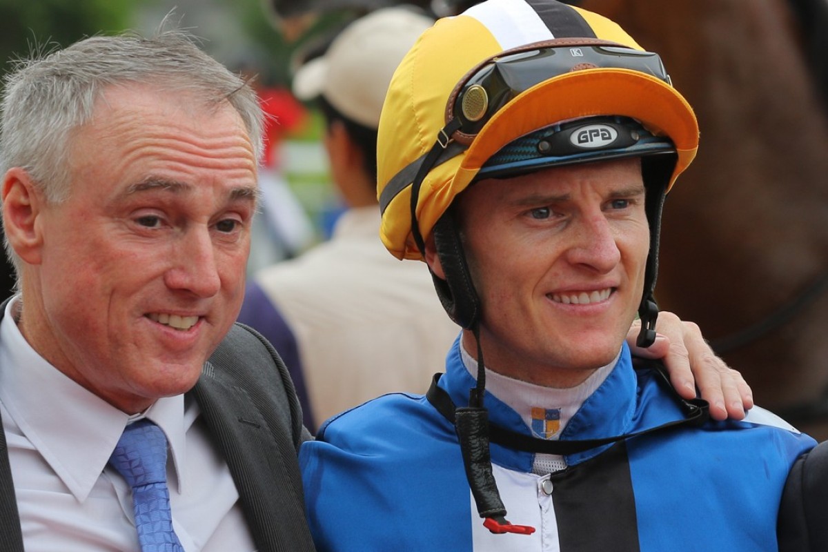 Trainer Paul O’Sullivan and Zac Purton after Amazing Moment’s win on Sunday at Sha Tin. Photos: Kenneth Chan.