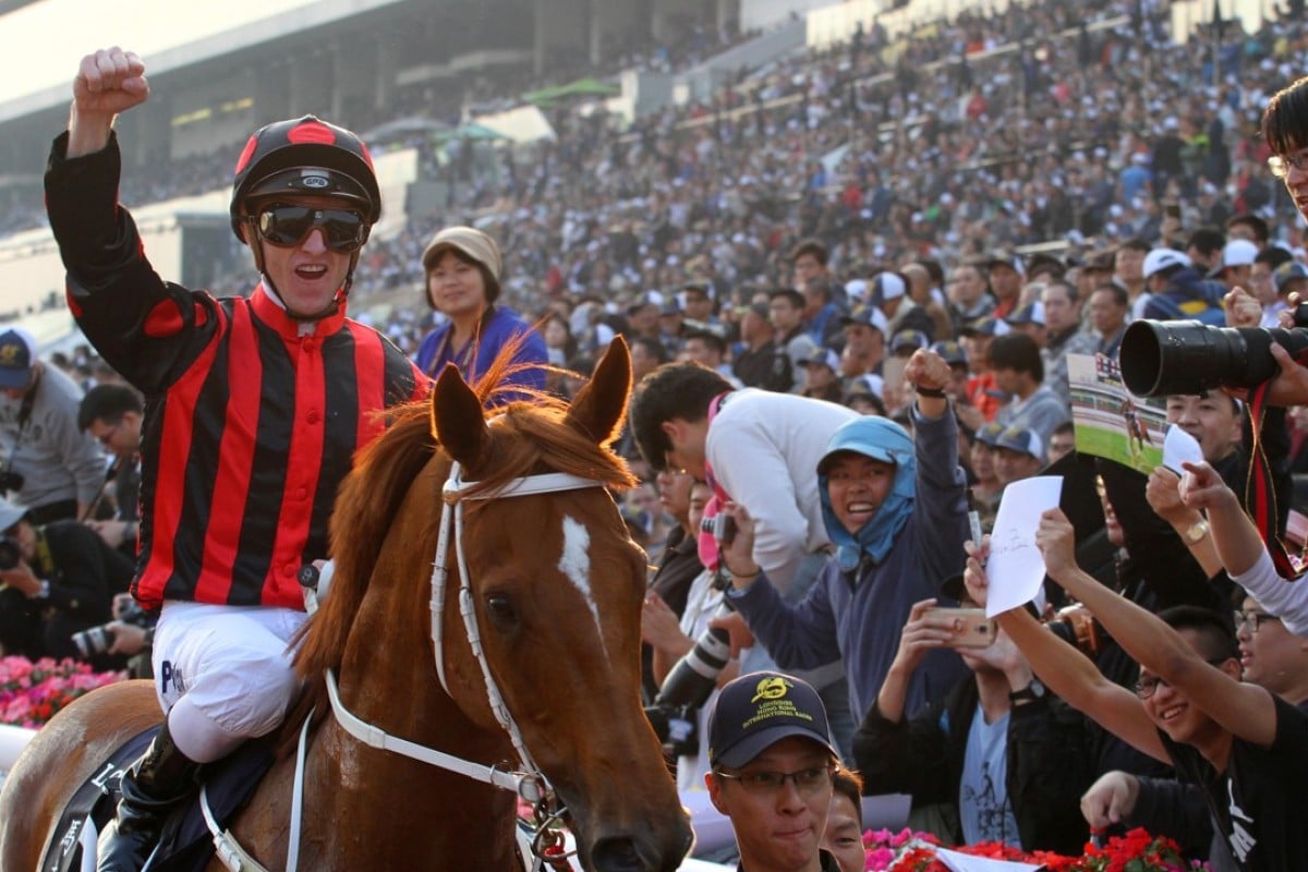 Champion jockey Zac Purton returns to the winner’s circle on Time Warp after taking out last year’s Group One Hong Kong Cup (2,000m). Photos: Kenneth Chan