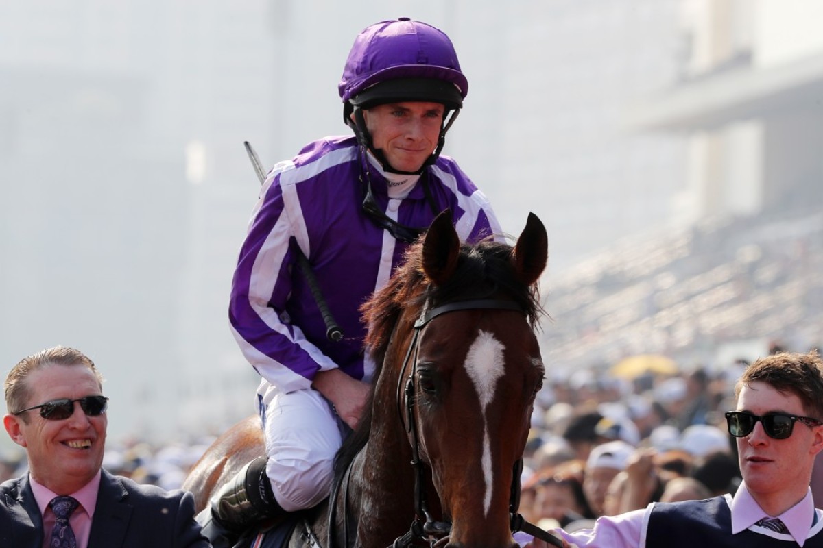 Ryan Moore after riding Highland Reel to victory in last year’s Group One Hong Kong Vase. Photos: Kenneth Chan