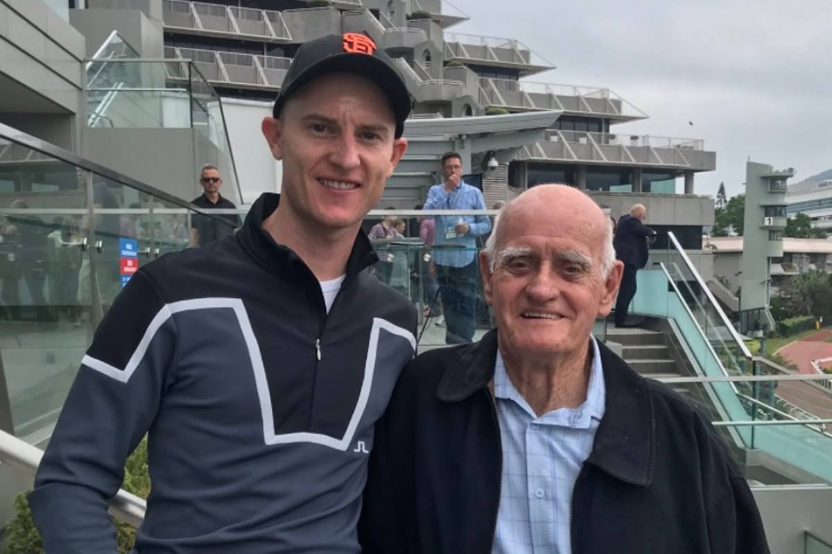 Jockey Zac Purton with former master Trevor Hardy at Sha Tin ahead of HKIR. Photo: Adam Campton