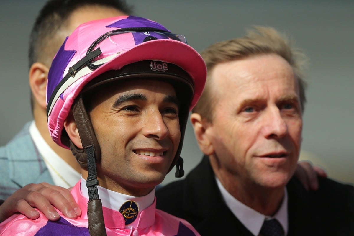 Jockey Joao Moreira and trainer John Size. Photos: Kenneth Chan