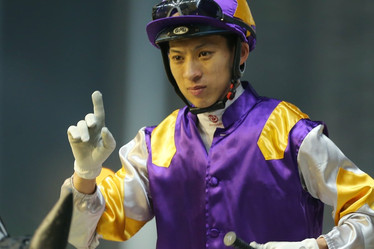 Matthew Chadwick celebrates one of his eight winners at Happy Valley this season. Photos: Kenneth Chan
